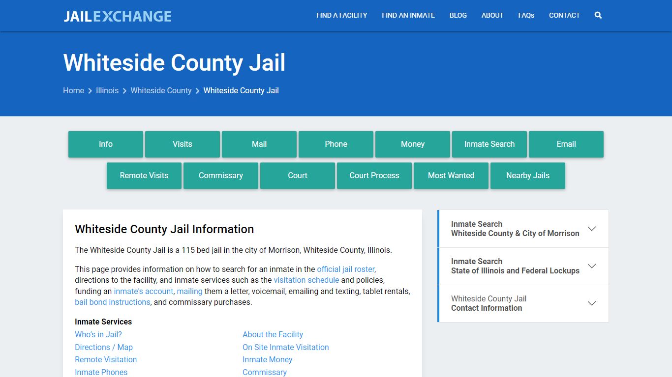 Whiteside County Jail, IL Inmate Search, Information